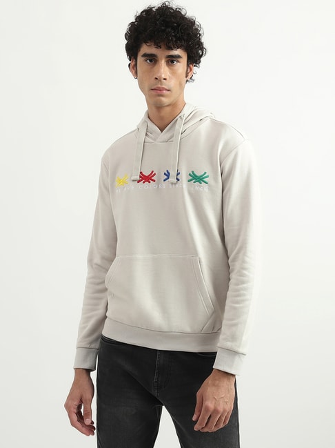 United Colors of Benetton Off-White Hooded Sweatshirt