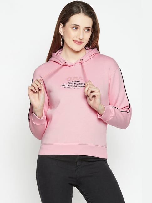 Quba Ladies Pink Hoodie Sweatshirt Buy Octave Pink Cotton