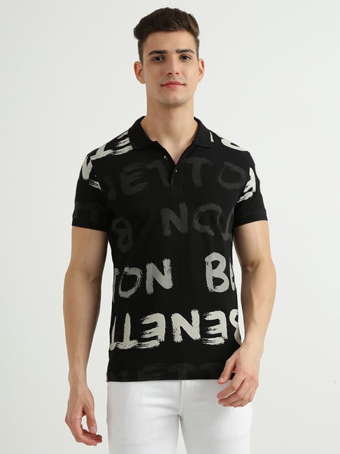 United Colors of Benetton Black Polo T-Shirt