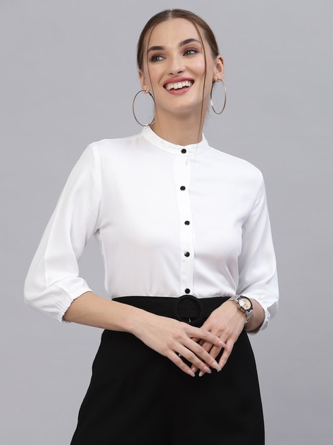 Style Quotient White Mandarin Collar Shirt Price in India