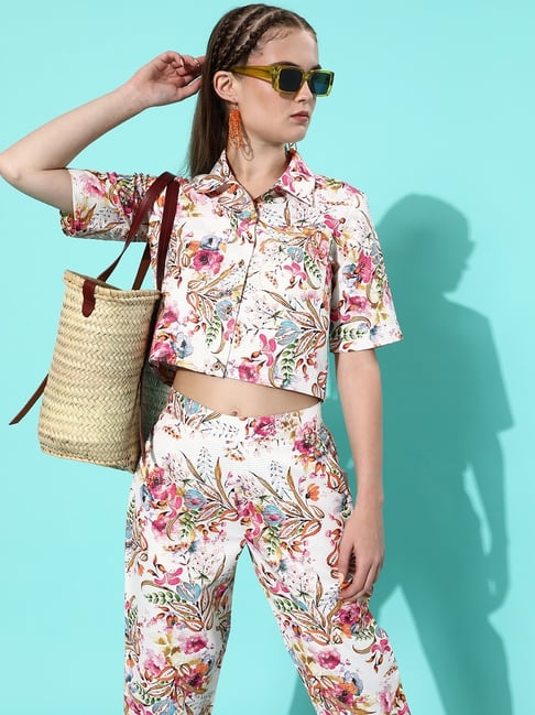 Style Quotient White Floral Print Co-Ord Set