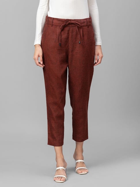 RARE Trousers and Pants  Buy RARE Women Mustard Brown Regular Fit Solid Cropped  Trousers Online  Nykaa Fashion