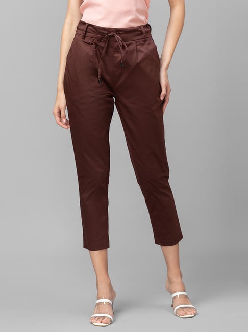 RARE Trousers and Pants  Buy RARE Women Mustard Brown Regular Fit Solid Cropped  Trousers Online  Nykaa Fashion