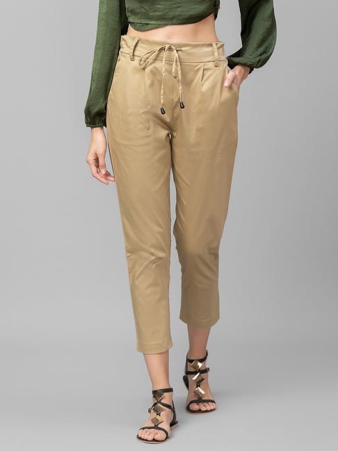 Buy Globus Brown Cotton Mid Rise Cropped Trousers for Women Online  Tata  CLiQ