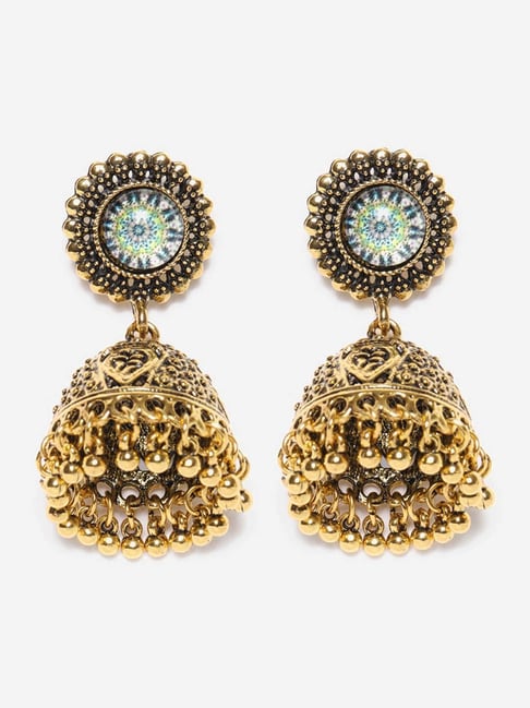 Classic Ethnic Red Flower Jhumka Earrings For Women Vintage Boho Indian  Jewelry Gold Color Bell Tassel Dangle Earrings