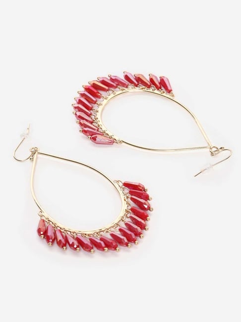 Buy W Ruby Red Crystal Dangler Earrings Online At Best Price - Main Image