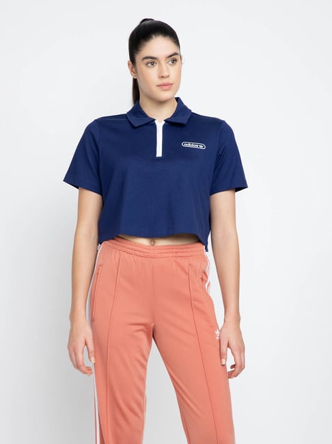 Buy Adidas Originals Blue Printed Cotton POLO SHIRT Polo T-Shirt