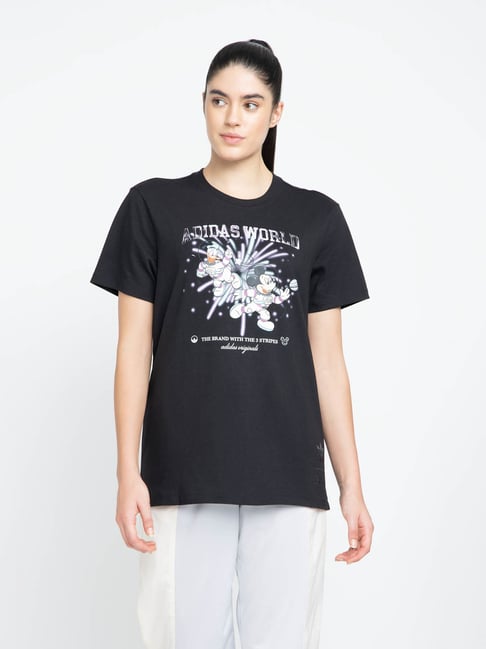 Adidas Originals Black Cotton Printed T-Shirt-image-26
