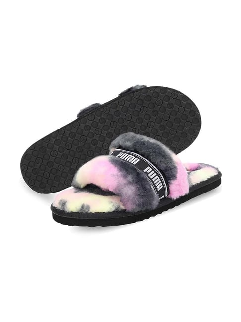 Puma Women's Fluff Tie-Dye Black Casual Sandals