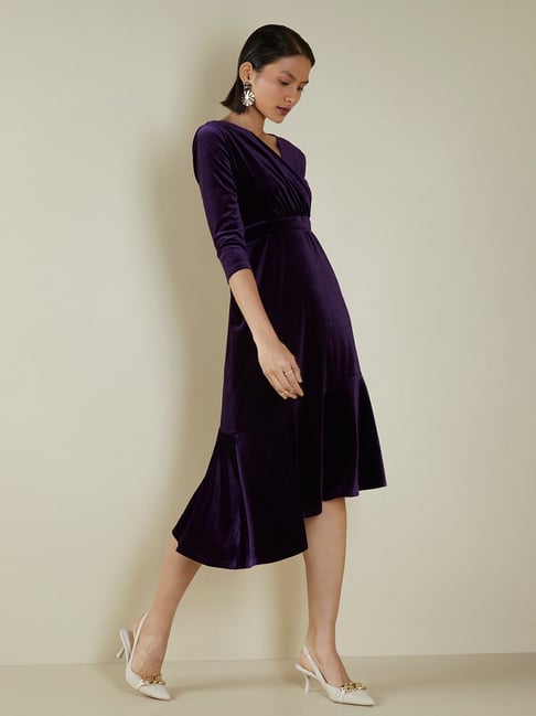 Wardrobe by Westside Purple Velveteen Dress Price in India