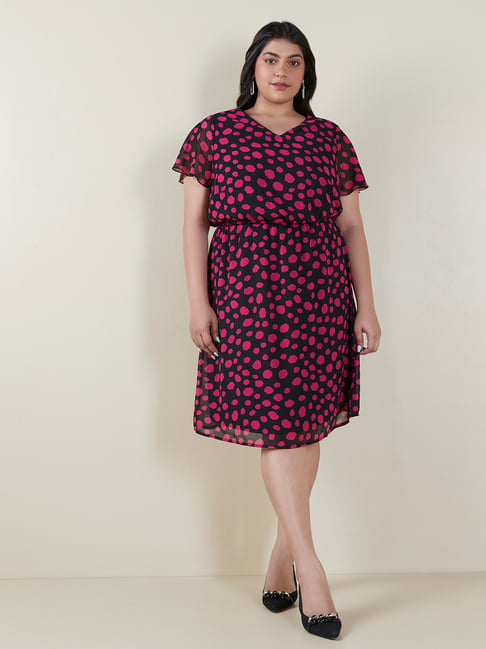 Gia Curves by Westside Magenta Abstract Pattern Dress Price in India