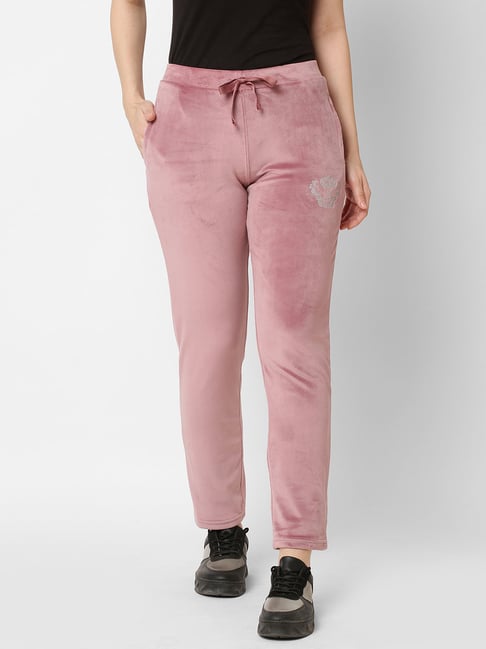 Sweet Dreams Pink Printed Mid Rise Trackpants