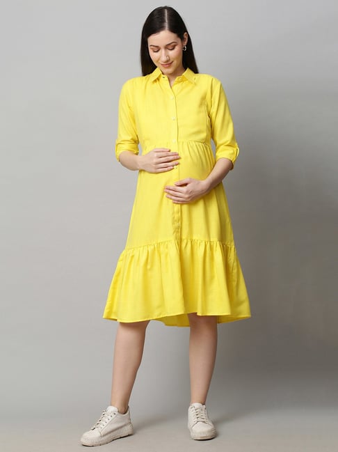 Buy MomToBe Yellow Maternity Dress for Women's @ Tata CLiQ
