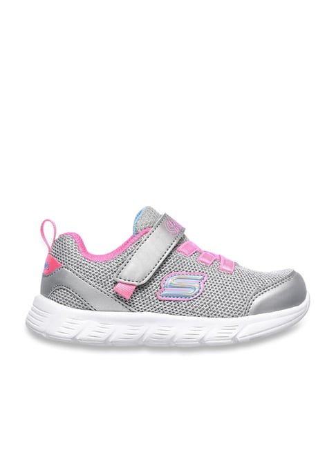 Skechers Girls COMFY FLEX MOVING ON Silver Hot Pink Casual Shoes
