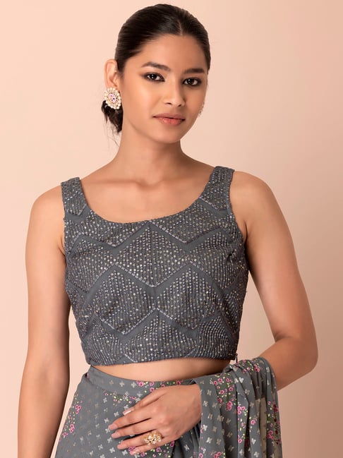 Buy Indya Grey Sequin Crop Top for Women's Online Tata CLiQ