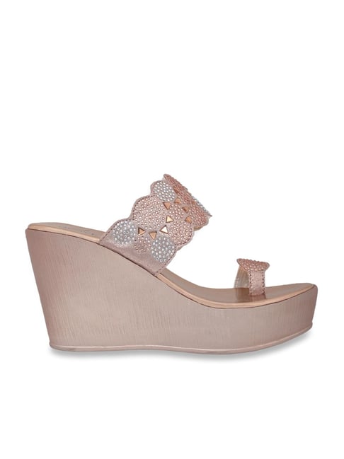 Jove Women's Rose Gold Toe Ring Wedges