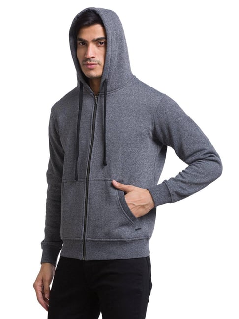 Buy Parx Grey Regular Fit Hooded Sweatshirts for Mens Online