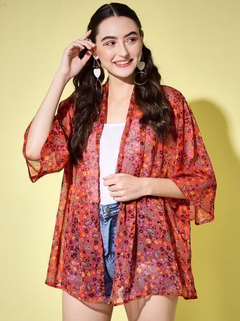 Buy Trend Arrest Red Printed Shrug for Women Online Tata CLiQ