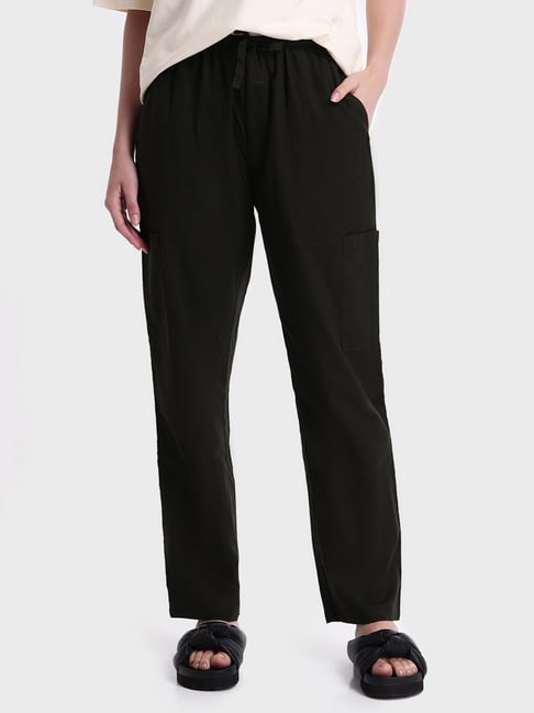 Bewakoof Dark Olive Mid Rise Regular Fit Trousers