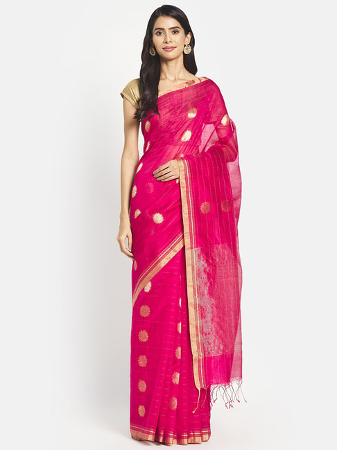 Buy Cotton Silk Maheshwari Sari for Women Online at Fabindia | 10700381