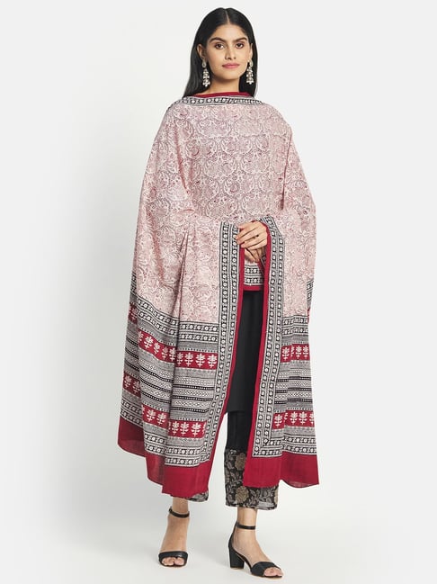 Fabindia Red & Off-White Cotton Printed Dupatta-picture-28