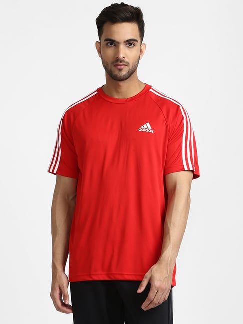 adidas Red Printed Round Neck T-Shirt