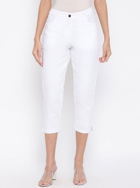 Fabindia White Regular Fit Cropped Pants-picture-19