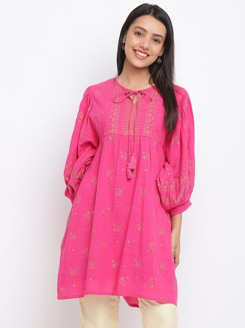 Fabindia Pink Cotton Printed Tunic