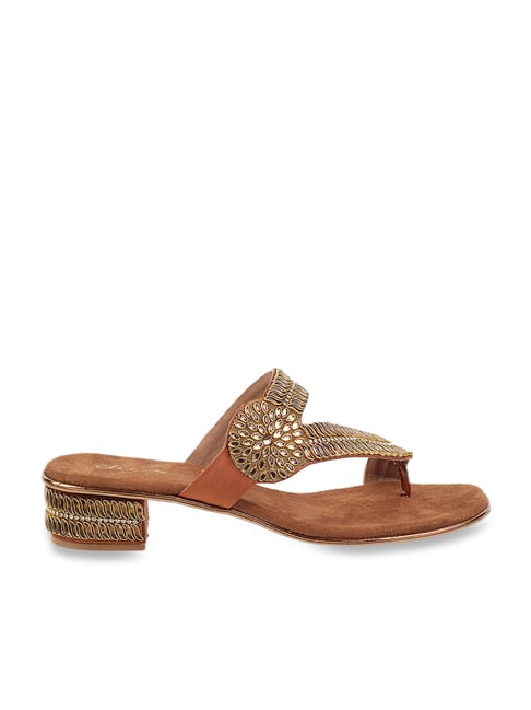 Buy Women Antique-Gold Party Sandals Online