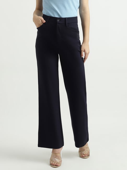 United Colors of Benetton Navy Relaxed Fit Mid Rise Regular Trousers