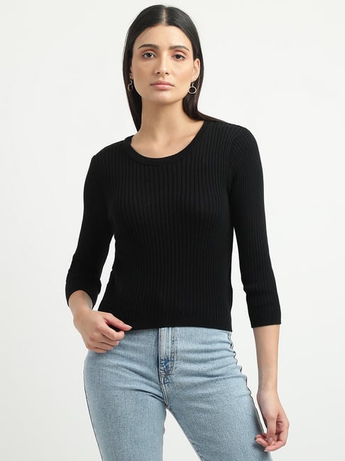 United Colors of Benetton Black Cotton Sweater