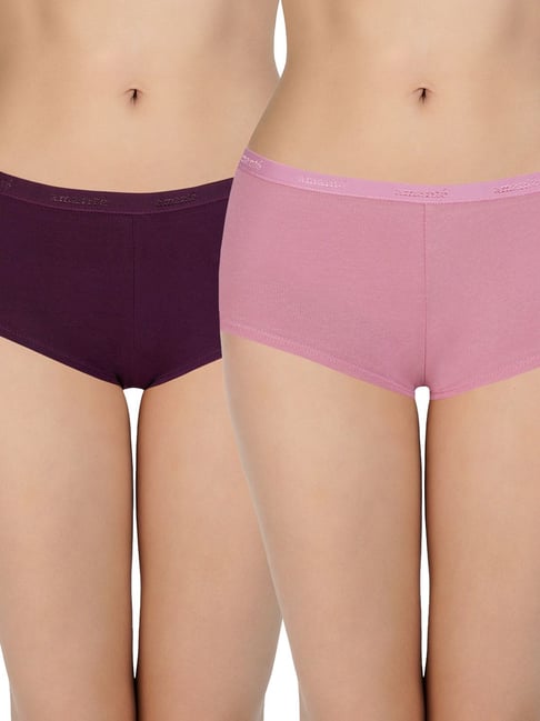 Buy Amante Red & Navy Cotton Boy Short Panty (Pack of 2) for Women Online @  Tata CLiQ