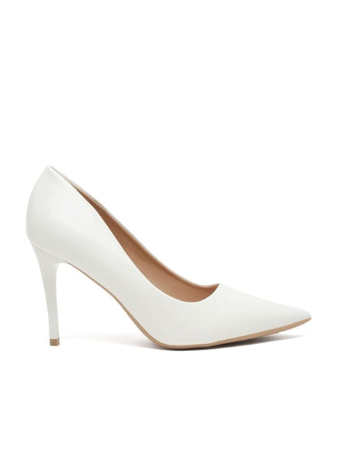 Flat N Heels Women's White Stiletto Pumps