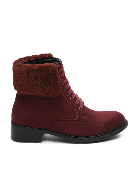 Flat N Heels Women's Maroon Derby Boots