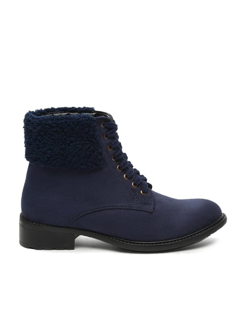 Flat N Heels Women's Navy Derby Boots