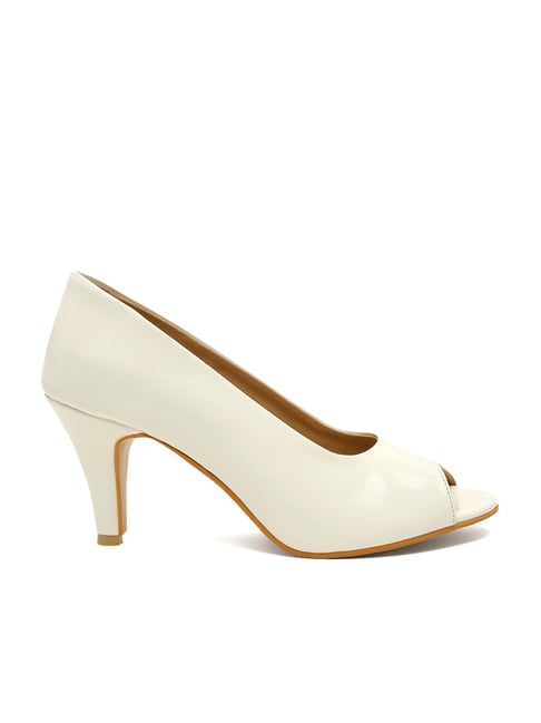 Flat N Heels Women's White Peeptoe Stilettos