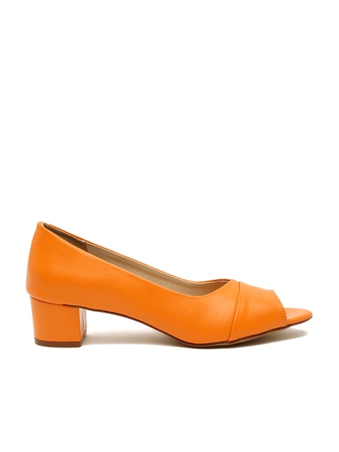 Flat N Heels Women's Orange Peeptoe Shoes