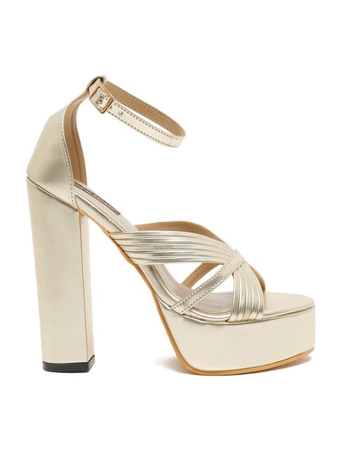 Flat N Heels Women's Gold Ankle Strap Sandals