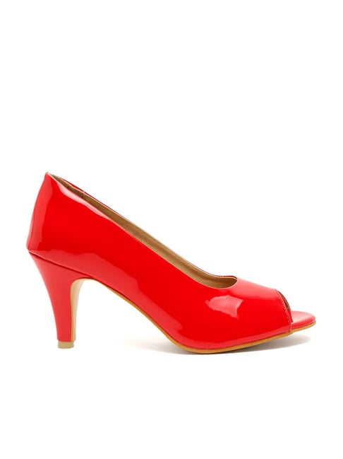 Flat N Heels Women's Red Peeptoe Stilettos