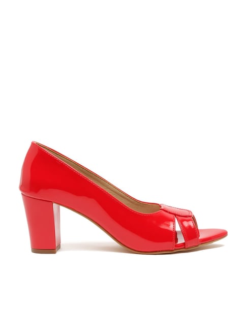 Flat N Heels Women's Red Peeptoe Shoes