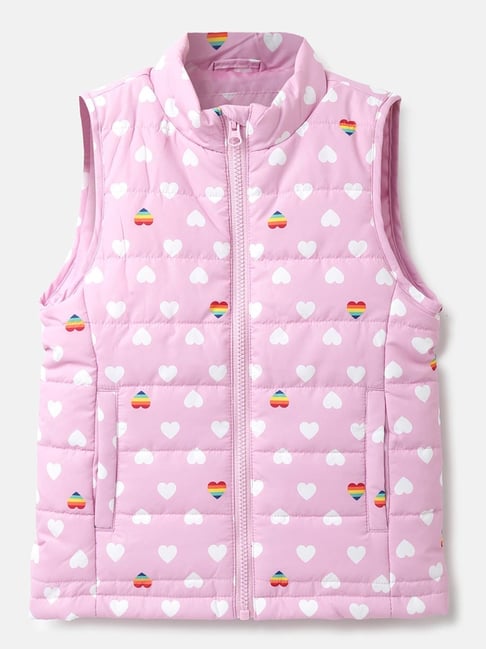 United Colors of Benetton Kids Pink & White Printed Jacket