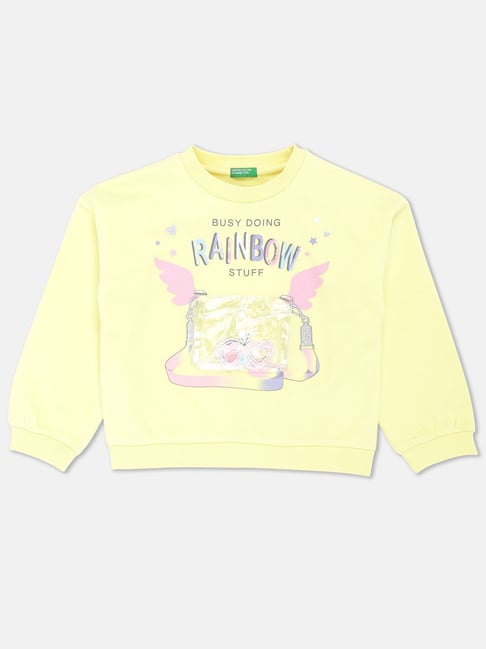 United Colors of Benetton Kids Yellow & Pink Printed Sweatshirt