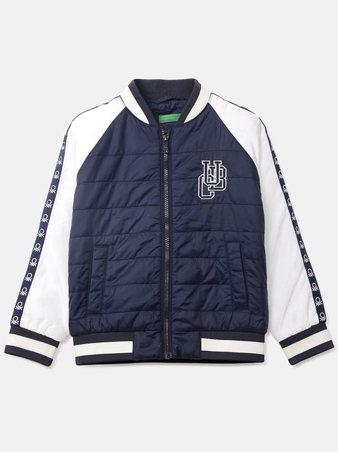 United Colors of Benetton Kids Navy & White Color Block Jacket