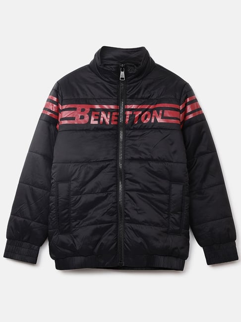 United Colors of Benetton Kids Black & Red Printed Quilted Jacket