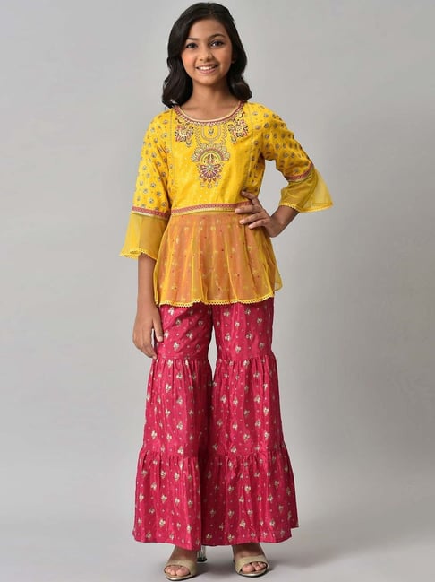 Aurelia Kids Yellow & Pink Printed Top Set-picture-45