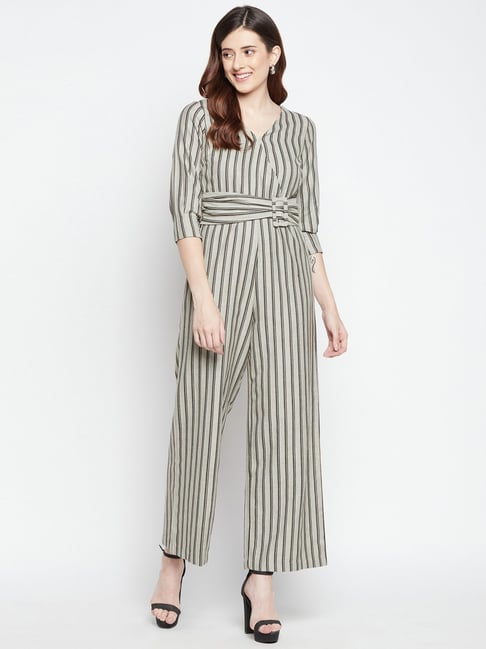 Buy MADAME Green Cotton Striped Jumpsuit for Women Online @ Tata CLiQ