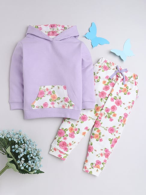 Floral Printed Hoodie Set for Girls