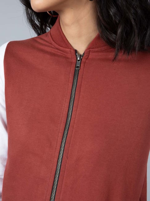 Buy Bewakoof Red Fleece Varsity Jacket for Women Online Tata CLiQ