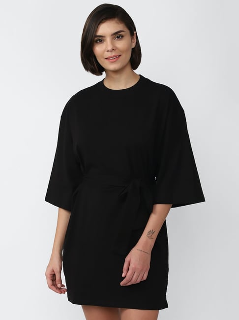 Forever 21 Black Cotton A Line Dress Price in India