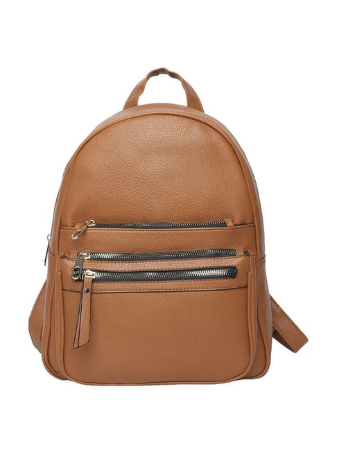 Tan / Sand: Stylish Gold Zipper Flap Backpack / Purse | eBay